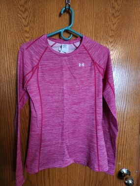 Under Armour Women's Pink Heather Long Sleeve Performance Top